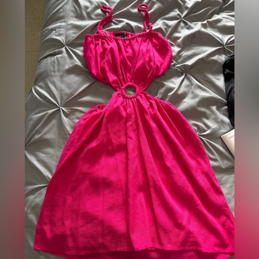 Aakaa Vibrant Pink Cut out Dress
